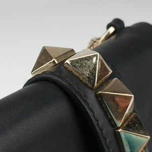 Pre-owned Valentino Rockstud Glam Lock Black Leather shoulderbag | stylenewstar
