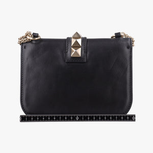 Pre-owned Valentino Rockstud Glam Lock Black Leather shoulderbag | stylenewstar