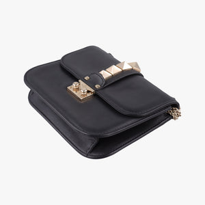 Pre-owned Valentino Rockstud Glam Lock Black Leather shoulderbag | stylenewstar