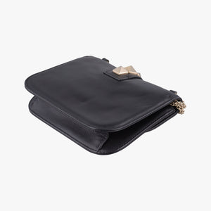 Pre-owned Valentino Rockstud Glam Lock Black Leather shoulderbag | stylenewstar