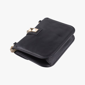Pre-owned Valentino Rockstud Glam Lock Black Leather shoulderbag | stylenewstar
