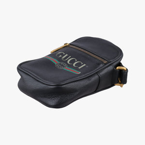 Vintage Gucci Print Messenger Black Leather 574803 shoulderbag | stylenewstar