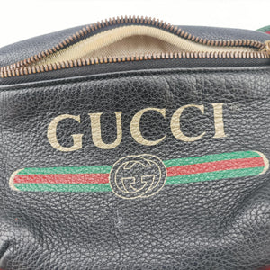 Pre-owned Gucci Print Black Leather 527792 bum bag/waist bag | stylenewstar
