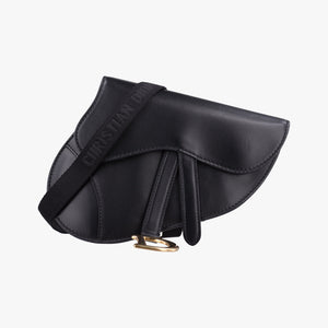 Pre-owned Christian Dior saddle Black leather bum bag/waist bag | stylenewstar