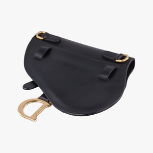Pre-owned Christian Dior saddle Black leather bum bag/waist bag | stylenewstar
