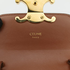 Pre-owned Celine Mini Triomphe Brown PVC coated canvas shoulderbag | stylenewstar