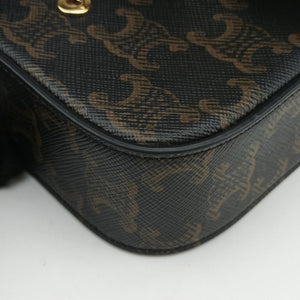 Pre-owned Celine Mini Triomphe Brown PVC coated canvas shoulderbag | stylenewstar