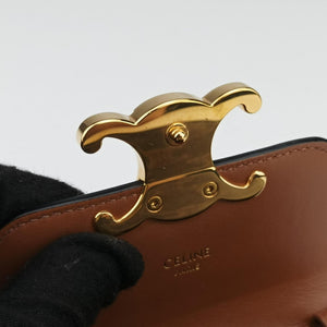 Pre-owned Celine Mini Triomphe Brown PVC coated canvas shoulderbag | stylenewstar