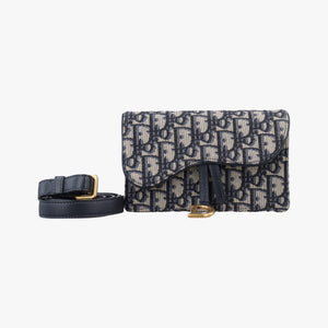 Vintage Christian Dior Saddle Navy×Gray jacquard bum bag/waist bag | stylenewstar