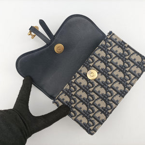 Vintage Christian Dior Saddle Navy×Gray jacquard bum bag/waist bag | stylenewstar