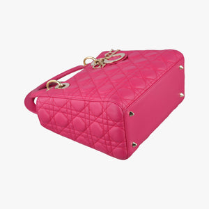 Pre-owned Christian Dior Lady Dior Rose lambskin shoulderbag | stylenewstar