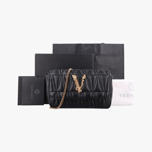 Secondhand VERSACE Virtus Black Leather shoulderbag | stylenewstar