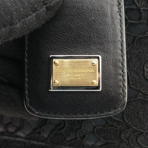 Vintage Dolce & Gabbana SICILY Black Leather×Crochet shoulderbag | stylenewstar