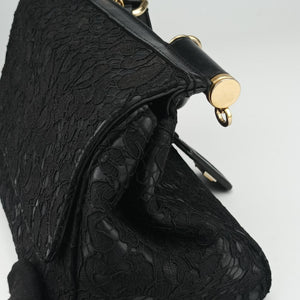Vintage Dolce & Gabbana SICILY Black Leather×Crochet shoulderbag | stylenewstar