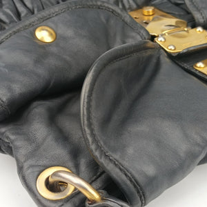 Pre-owned Miu Miu Coffer Matelasse Black Leather shoulderbag | stylenewstar