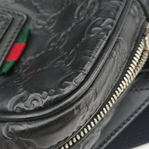 Pre-owned Gucci Guccissima Briefcase Business Black Leather 328937 shoulderbag | stylenewstar
