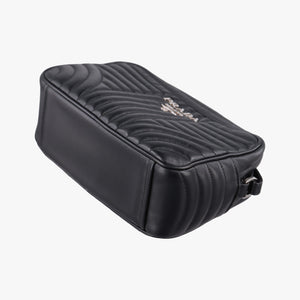 Pre-owned Prada Diagramme Black Leather 1BH083 shoulderbag | stylenewstar
