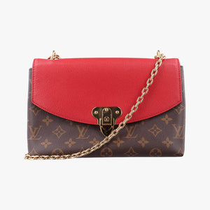 Pre-owned Louis Vuitton SAINT PLACIDE brown×CERISE Monogram Canvas×calf leather M43713 shoulderbag | stylenewstar