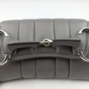 Pre-owned Gucci Horsebit Grey Leather 764339 shoulderbag | stylenewstar