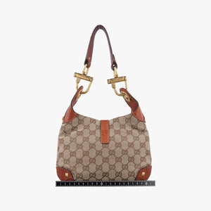 Pre-owned Gucci Piston Lock Jackie Hobo Beige x Brown canvas×leather 120885 shoulderbag | stylenewstar