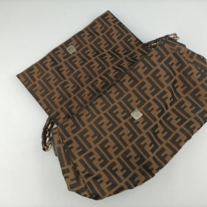 Pre-owned Fendi Mia Flap Brown canvas 8BR614 shoulderbag | stylenewstar