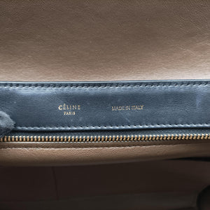 Pre-owned Celine Trapeze Brown×Black×Blue Suede × leather shoulderbag | stylenewstar