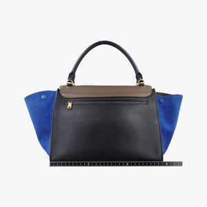 Pre-owned Celine Trapeze Brown×Black×Blue Suede × leather shoulderbag | stylenewstar