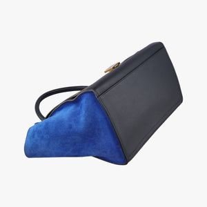 Pre-owned Celine Trapeze Brown×Black×Blue Suede × leather shoulderbag | stylenewstar