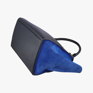 Pre-owned Celine Trapeze Brown×Black×Blue Suede × leather shoulderbag | stylenewstar