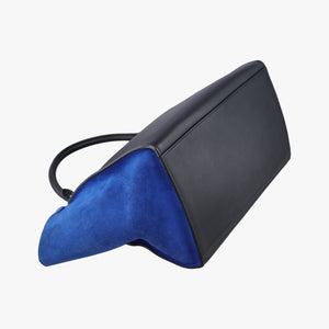 Pre-owned Celine Trapeze Brown×Black×Blue Suede × leather shoulderbag | stylenewstar