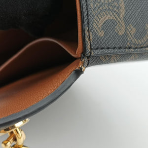 Pre-owned Celine Claude Triomphe Brown PVC coated canvas shoulderbag | stylenewstar