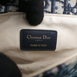 Secondhand Christian Dior Saddle Navy×grey Jacquard × Leather handbag | stylenewstar