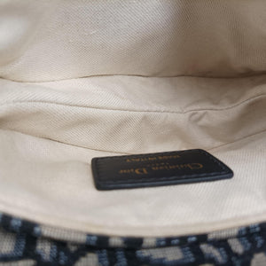 Secondhand Christian Dior Saddle Navy×grey Jacquard × Leather handbag | stylenewstar