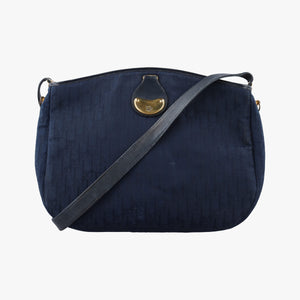 Pre-owned Christian Dior Trotter Navy Oblique Jacquard Canvas × Leather shoulderbag | stylenewstar