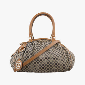 Pre-owned Gucci Sukey GUCCISSIMA Brown x Beige canvas×leather 223974 shoulderbag | stylenewstar