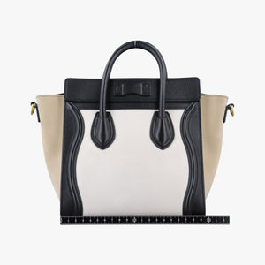 Pre-owned Celine Luggage nano Shopper Beige×white×black Leather shoulderbag | stylenewstar