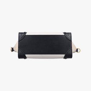 Pre-owned Celine Luggage nano Shopper Beige×white×black Leather shoulderbag | stylenewstar