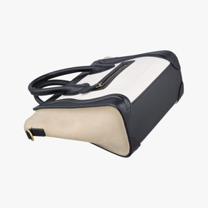 Pre-owned Celine Luggage nano Shopper Beige×white×black Leather shoulderbag | stylenewstar