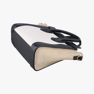 Pre-owned Celine Luggage nano Shopper Beige×white×black Leather shoulderbag | stylenewstar