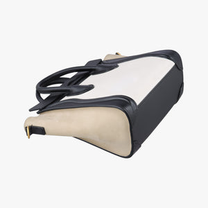 Pre-owned Celine Luggage nano Shopper Beige×white×black Leather shoulderbag | stylenewstar