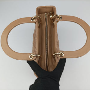 Pre-owned Christian Dior Lady Dior Beige lambskin shoulderbag | stylenewstar