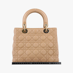Pre-owned Christian Dior Lady Dior Beige lambskin shoulderbag | stylenewstar