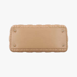 Pre-owned Christian Dior Lady Dior Beige lambskin shoulderbag | stylenewstar