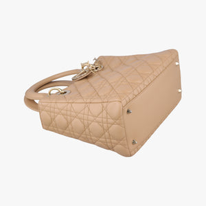 Pre-owned Christian Dior Lady Dior Beige lambskin shoulderbag | stylenewstar