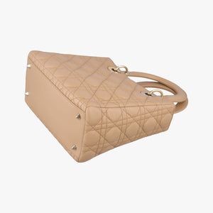 Pre-owned Christian Dior Lady Dior Beige lambskin shoulderbag | stylenewstar