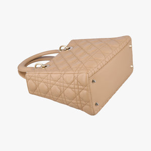 Pre-owned Christian Dior Lady Dior Beige lambskin shoulderbag | stylenewstar