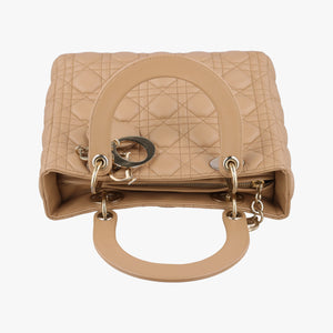 Pre-owned Christian Dior Lady Dior Beige lambskin shoulderbag | stylenewstar