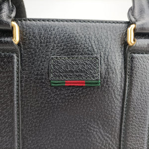 Pre-owned Gucci Sherry (Web) Black Leather 429036 shoulderbag | stylenewstar