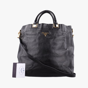 Pre-owned Prada Soft Shopping Black Leather shoulderbag | stylenewstar