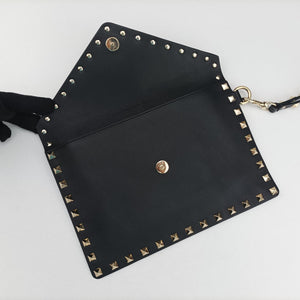 Vintage Valentino Rockstud Envelope Wallet Black leather shoulderbag | stylenewstar